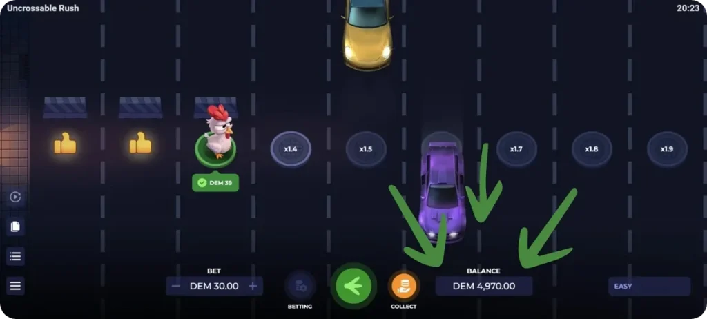 Funkcje Uncrossable Rush